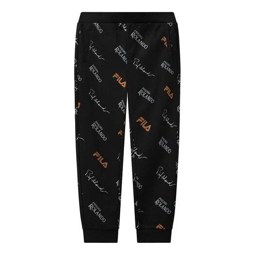 Pantalones casuales de punto con monograma para hombre, color negro