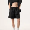 Pantalones cortos arrugados negros Fila x Hailey Bieber