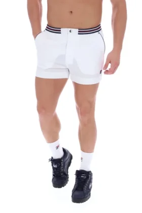 Pantalones cortos blancos High Tide de felpa con rayas y bolsillos
