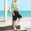 Pantalones cortos con bolsillo y letras del logotipo para hombre, azul