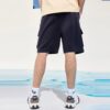 Pantalones cortos con bolsillo y letras del logotipo para hombre, azul