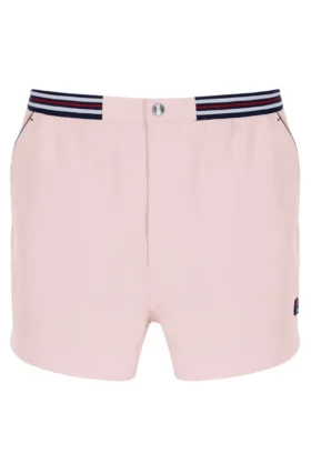 Pantalones cortos de felpa con rayas y bolsillos High Tide en rosa pálido