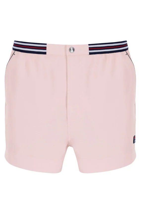 Pantalones cortos de felpa con rayas y bolsillos High Tide en rosa pálido