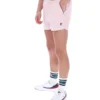 Pantalones cortos de felpa con rayas y bolsillos High Tide en rosa pálido