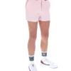 Pantalones cortos de felpa con rayas y bolsillos High Tide en rosa pálido