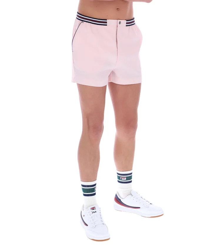 Pantalones cortos de felpa con rayas y bolsillos High Tide en rosa pálido