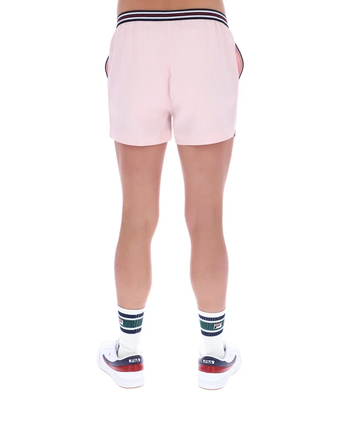 Pantalones cortos de felpa con rayas y bolsillos High Tide en rosa pálido