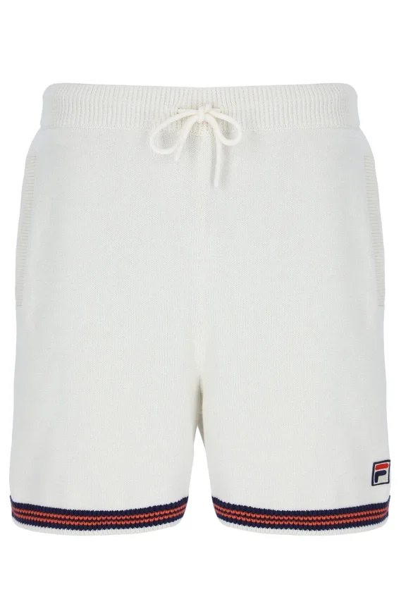 Pantalones cortos de punto de ganchillo Clemente en color Gardenia con ribetes en contraste