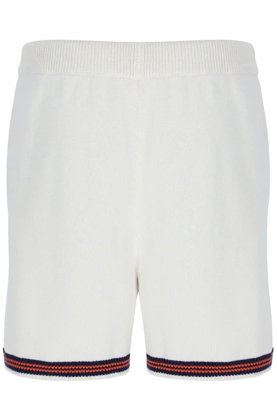 Pantalones cortos de punto de ganchillo Clemente en color Gardenia con ribetes en contraste