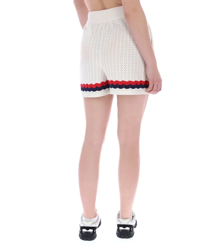 Pantalones cortos de punto fino con efecto de ganchillo