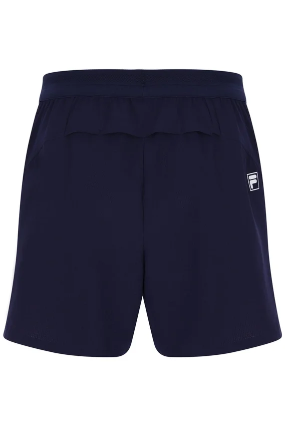 Pantalones cortos de tenis para hombre de 5" en azul marino oscuro con pantalón interior