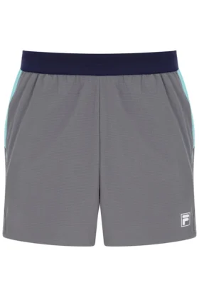 Pantalones cortos de tenis para hombre de 5" en gris oscuro con calzoncillo interior