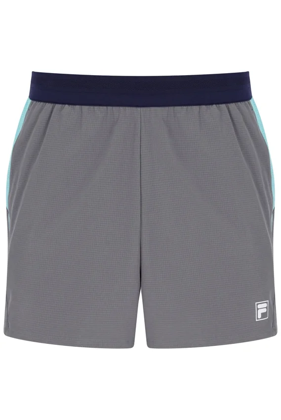Pantalones cortos de tenis para hombre de 5" en gris oscuro con calzoncillo interior