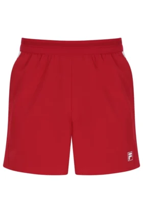 Pantalones cortos de tenis rojos para hombre de 5" con calzoncillo interior