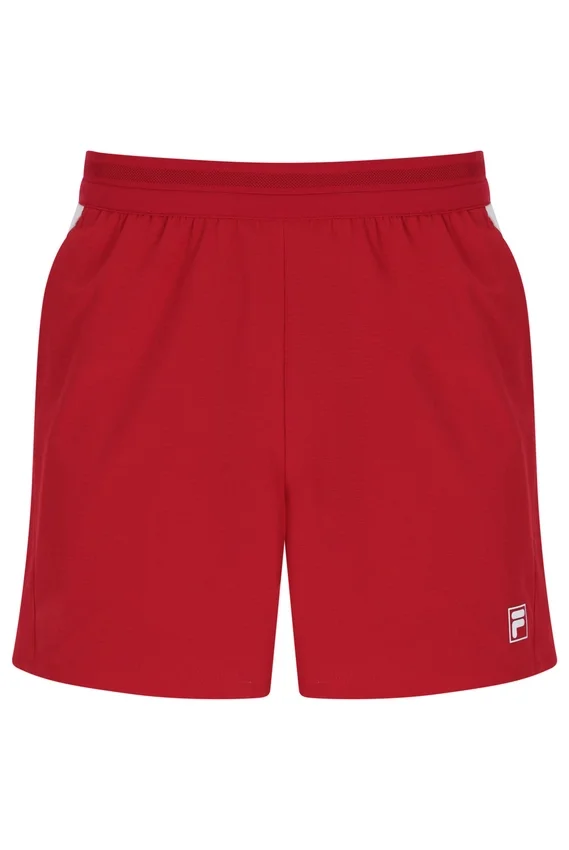 Pantalones cortos de tenis rojos para hombre de 5" con calzoncillo interior