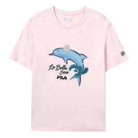 Pantalones cortos deportivos casual con estampado de delfines, color rosa