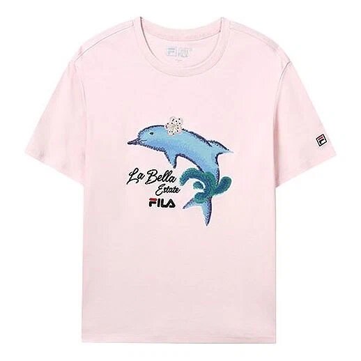 Pantalones cortos deportivos casual con estampado de delfines, color rosa
