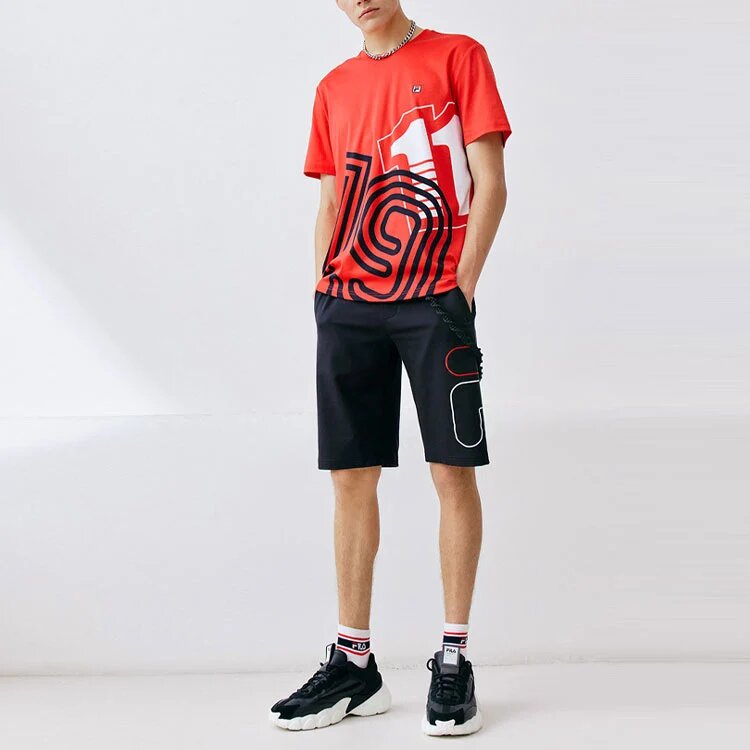 Pantalones cortos deportivos casuales de punto con logotipo alfabético, azul
