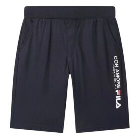 Pantalones cortos deportivos con estampado de letras del logotipo, color azul