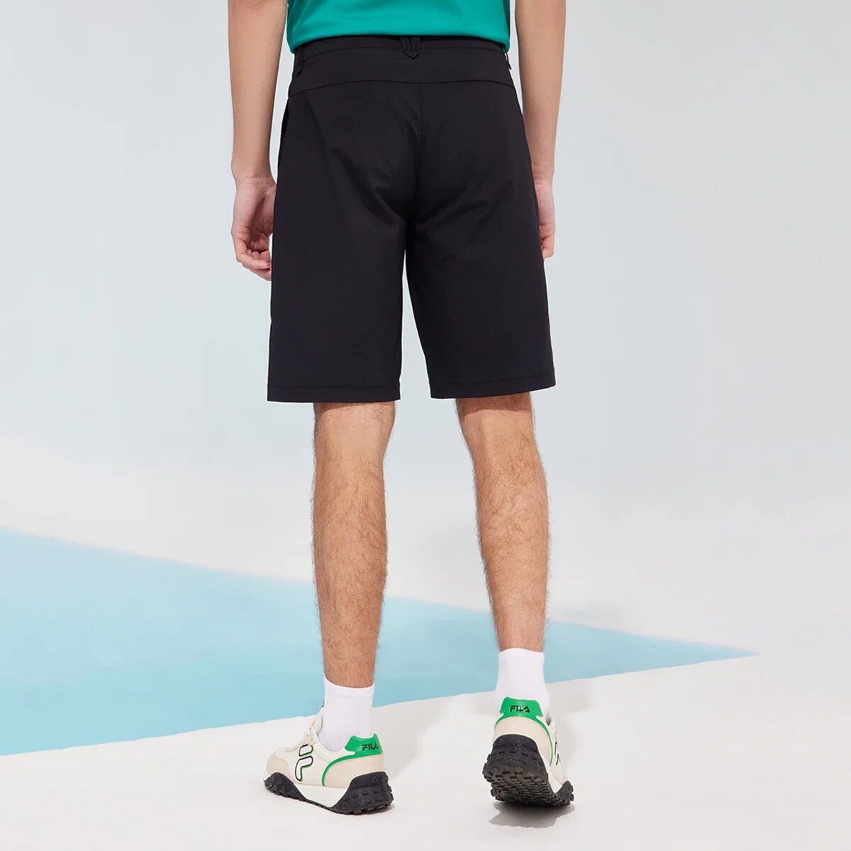 Pantalones cortos holgados, transpirables y de estilo casual, de tejido, color negro