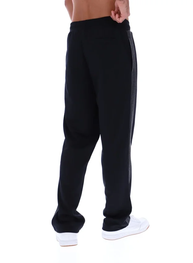 Pantalones de chándal negros Tavis de pierna recta con costuras en contraste