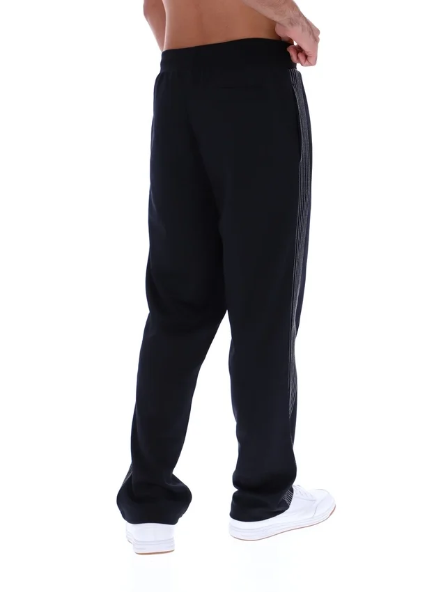 Pantalones de chándal negros Tavis de pierna recta con costuras en contraste