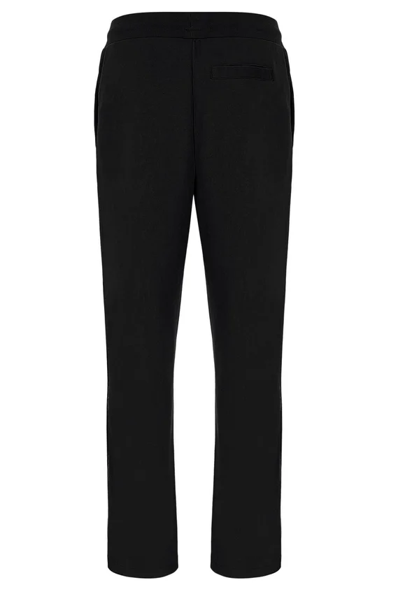 Pantalones de chándal negros Tavis de pierna recta con costuras en contraste