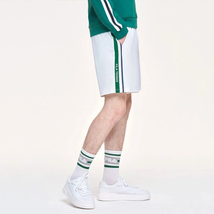 Pantalones de tenis transpirables con tejido lateral para hombre, color blanco