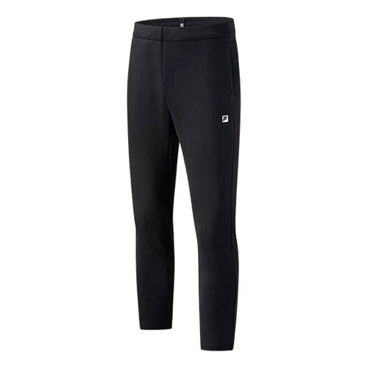 Pantalones deportivos de atletismo de punto rectos de color sólido, negros