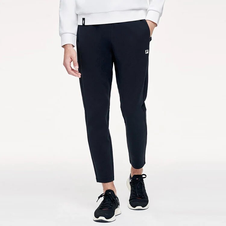 Pantalones deportivos de atletismo de punto rectos de color sólido, negros