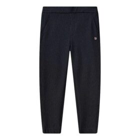 Pantalones largos casuales de punto liso a rayas, color azul