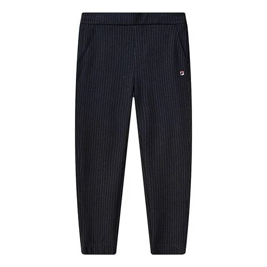 Pantalones largos casuales de punto liso a rayas, color azul