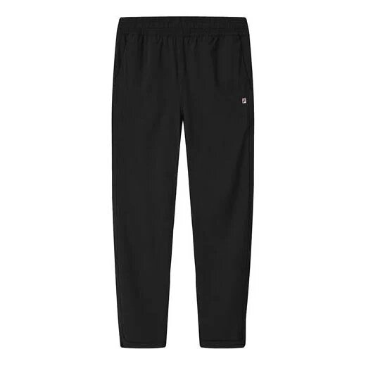Pantalones largos casuales rectos de tejido fino y ligero, color negro