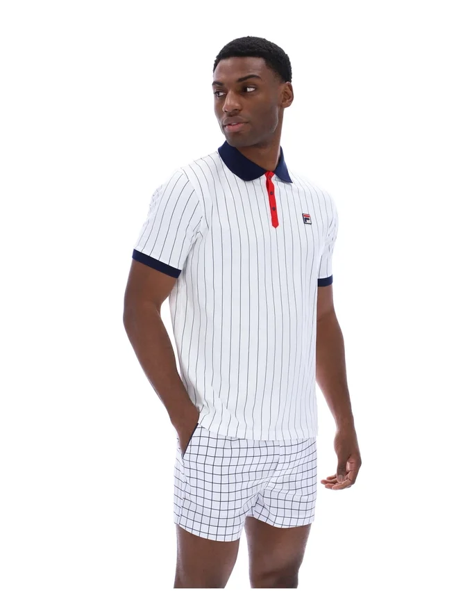 Polo a rayas clásico vintage BB1 blanco