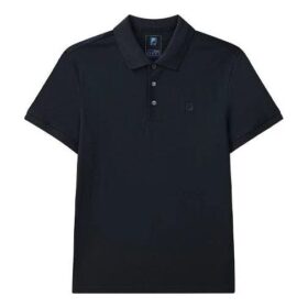 Polo casual de manga corta, de color liso y transpirable, azul marino