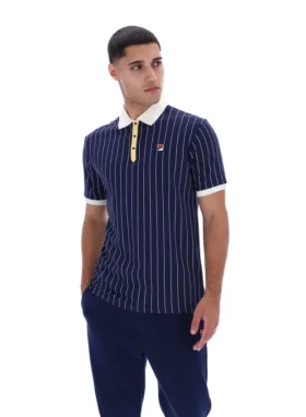 Polo clásico vintage a rayas BB1 de Fila en azul marino