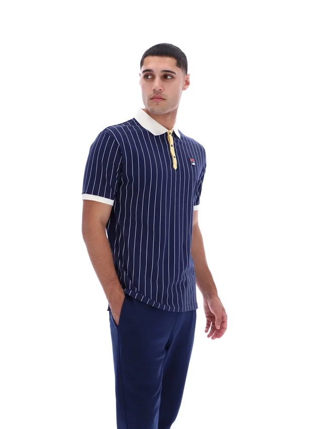 Polo clásico vintage a rayas BB1 de Fila en azul marino