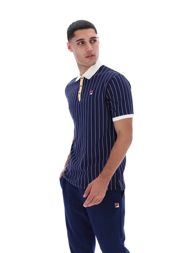 Polo clásico vintage a rayas BB1 de Fila en azul marino