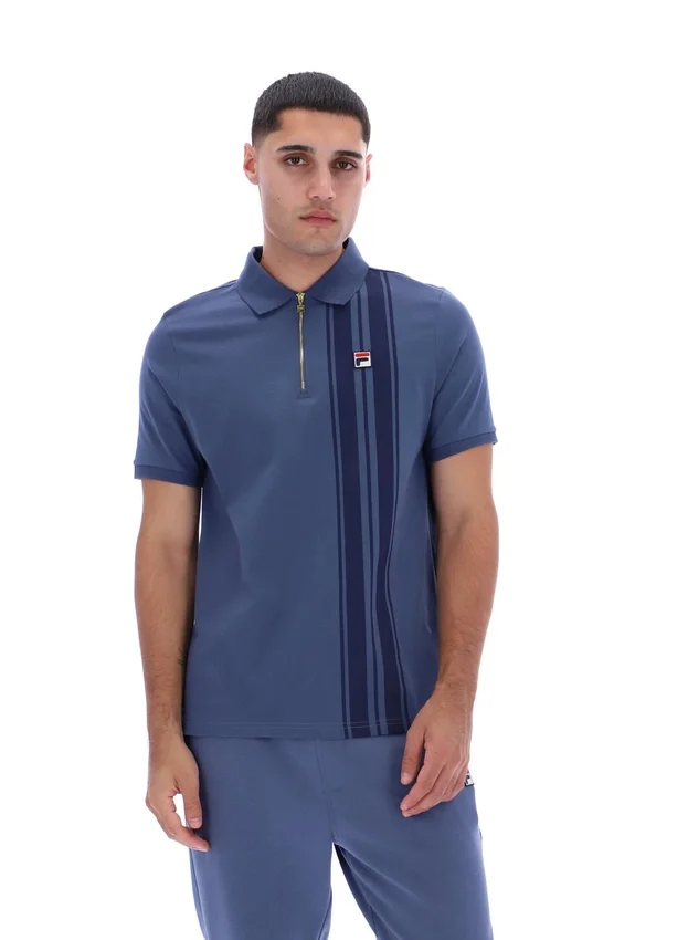 Polo con cremallera Dario en índigo vintage