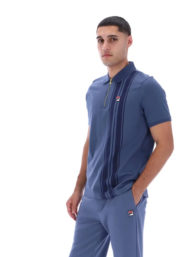 Polo con cremallera Dario en índigo vintage