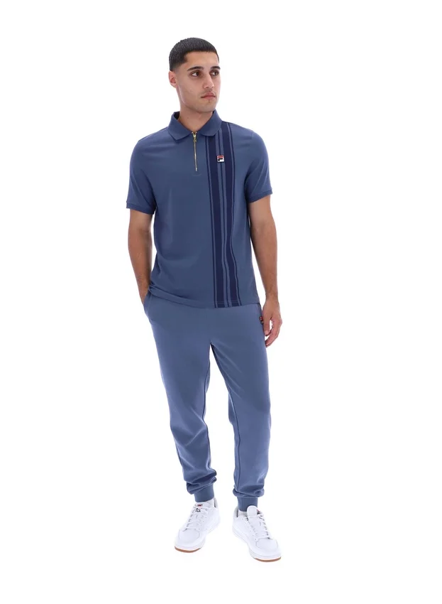 Polo con cremallera Dario en índigo vintage
