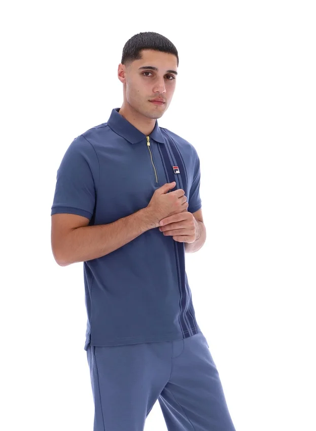 Polo con cremallera Dario en índigo vintage