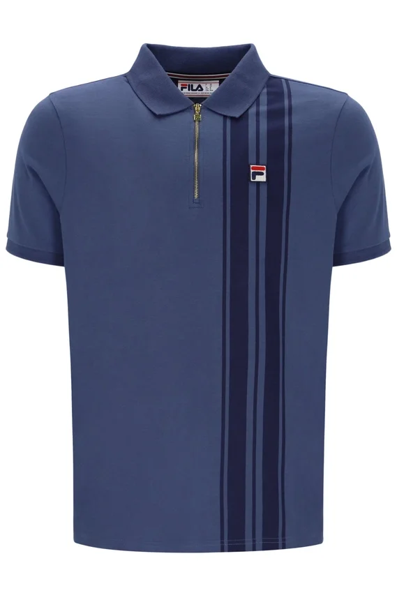 Polo con cremallera Dario en índigo vintage