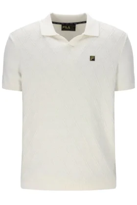 Polo de cuello abierto con tejido Denny Diamond en color leche de coco