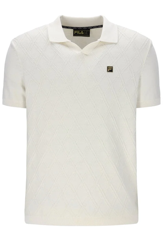 Polo de cuello abierto con tejido Denny Diamond en color leche de coco