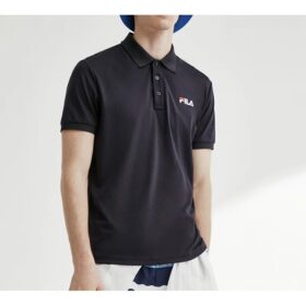 Polo de manga corta con logotipo bordado, azul