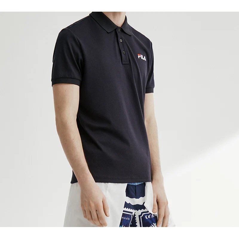 Polo de manga corta con logotipo bordado, azul