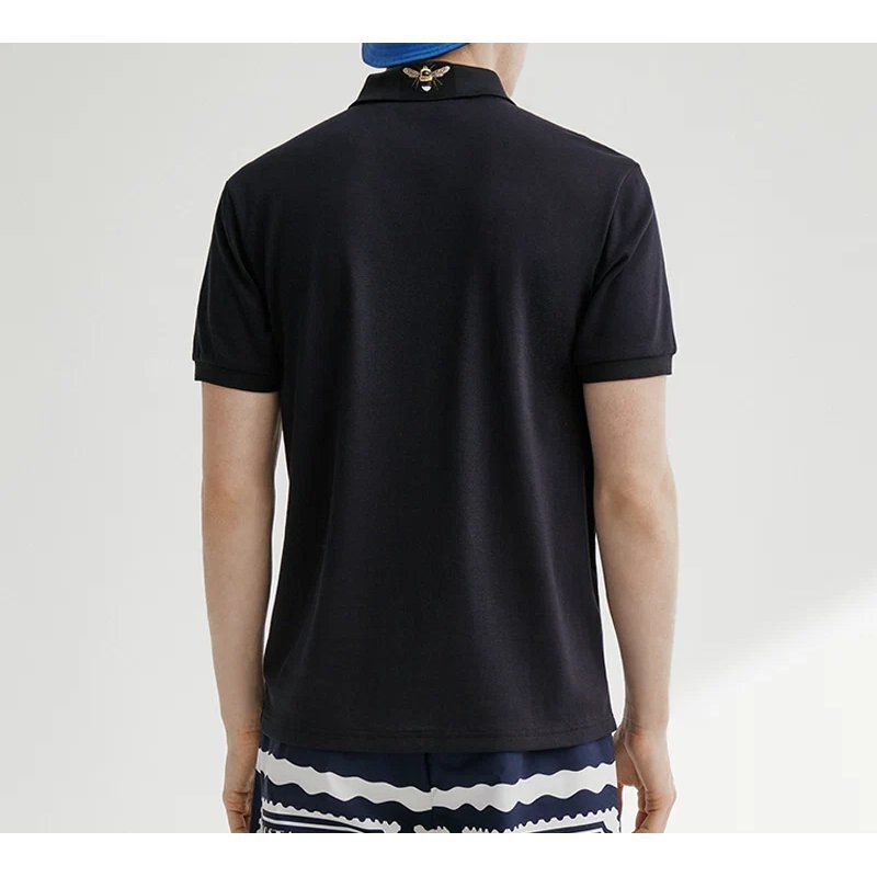 Polo de manga corta con logotipo bordado, azul