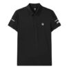 Polo de manga corta holgado con estampado de logotipo, color negro