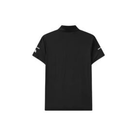 Polo de manga corta holgado con estampado de logotipo, color negro